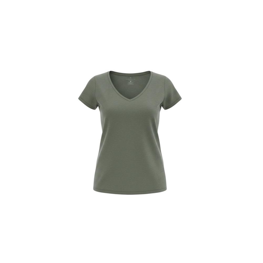New York & Company V-Neck T-Shirt Womens Size M Olive Green Short Sleeve Cotton